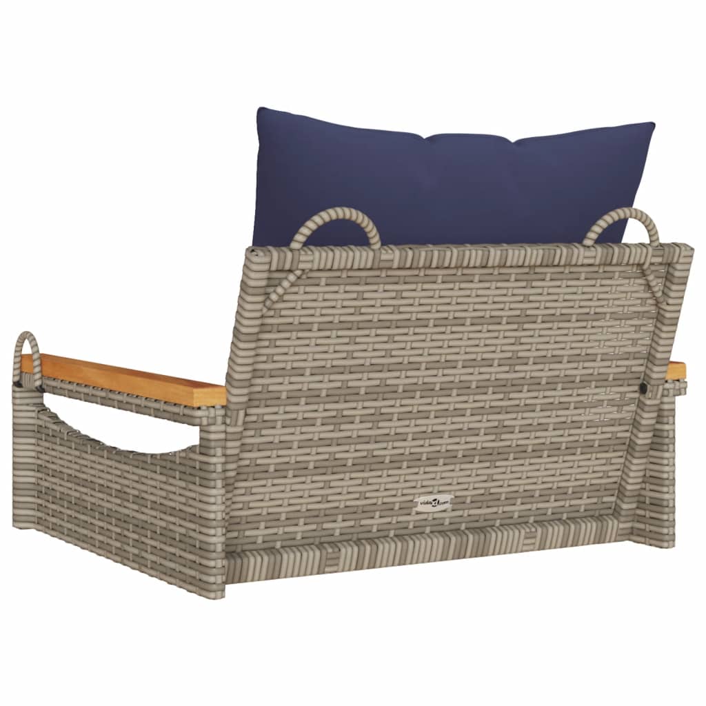 Swing Bench with Cushions Gray 24.8"x24.4"x15.7" Poly Rattan