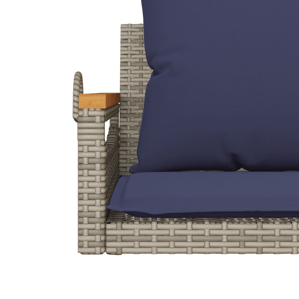 Swing Bench with Cushions Gray 24.8"x24.4"x15.7" Poly Rattan