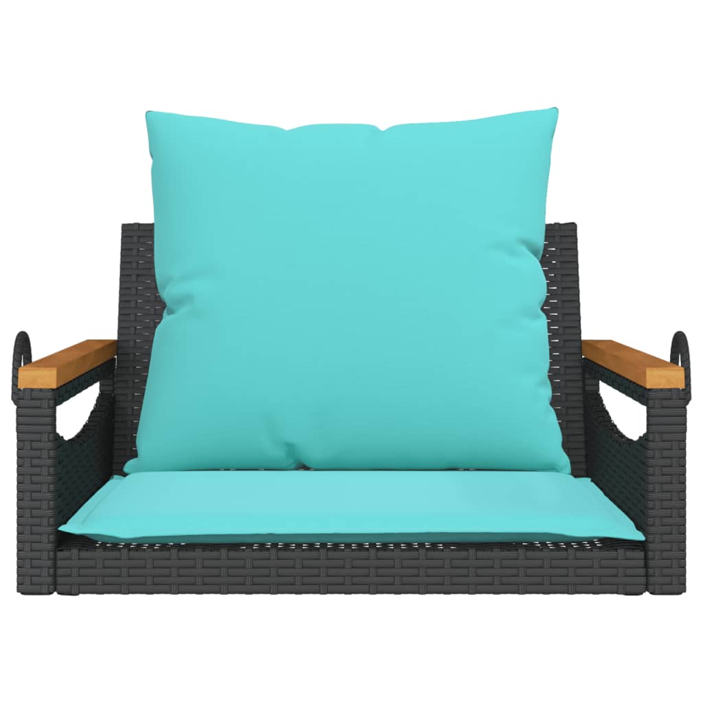 Swing Bench with Cushions Black 24.8"x24.4"x15.7" Poly Rattan
