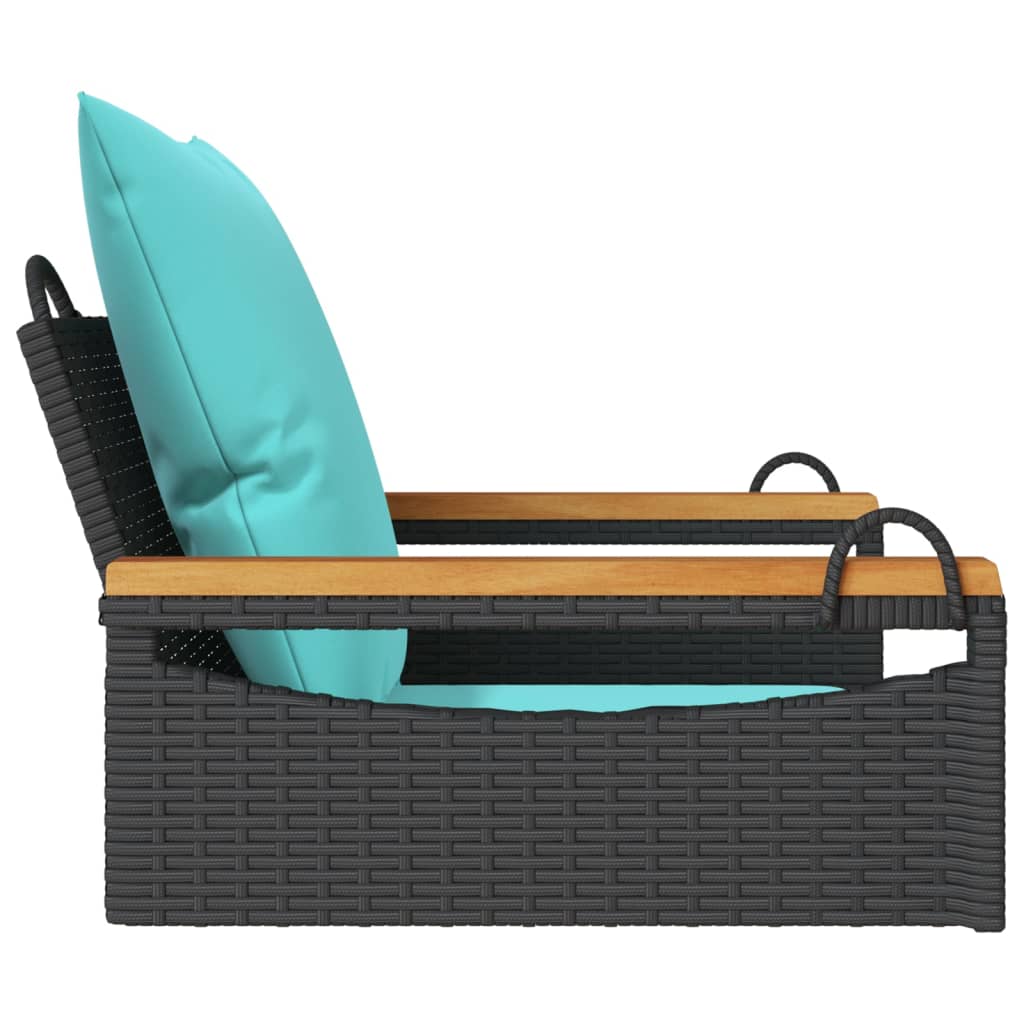 Swing Bench with Cushions Black 24.8"x24.4"x15.7" Poly Rattan