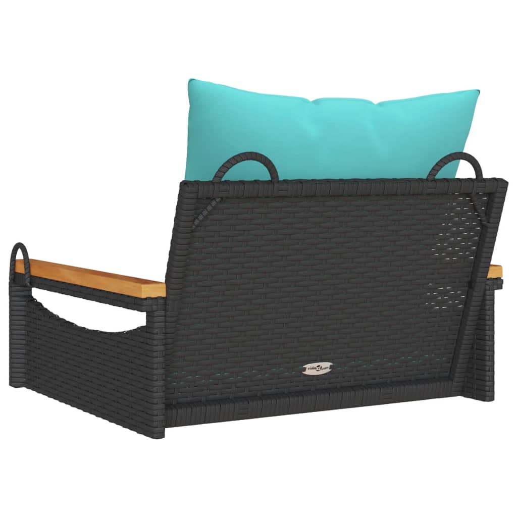 Swing Bench with Cushions Black 24.8"x24.4"x15.7" Poly Rattan