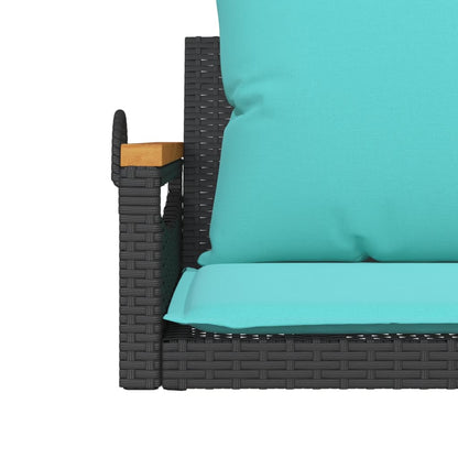 Swing Bench with Cushions Black 24.8"x24.4"x15.7" Poly Rattan