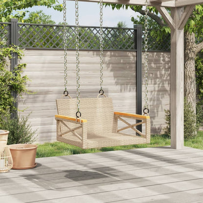 Swing Bench Beige 24.8"x24.4"x15.7" Poly Rattan