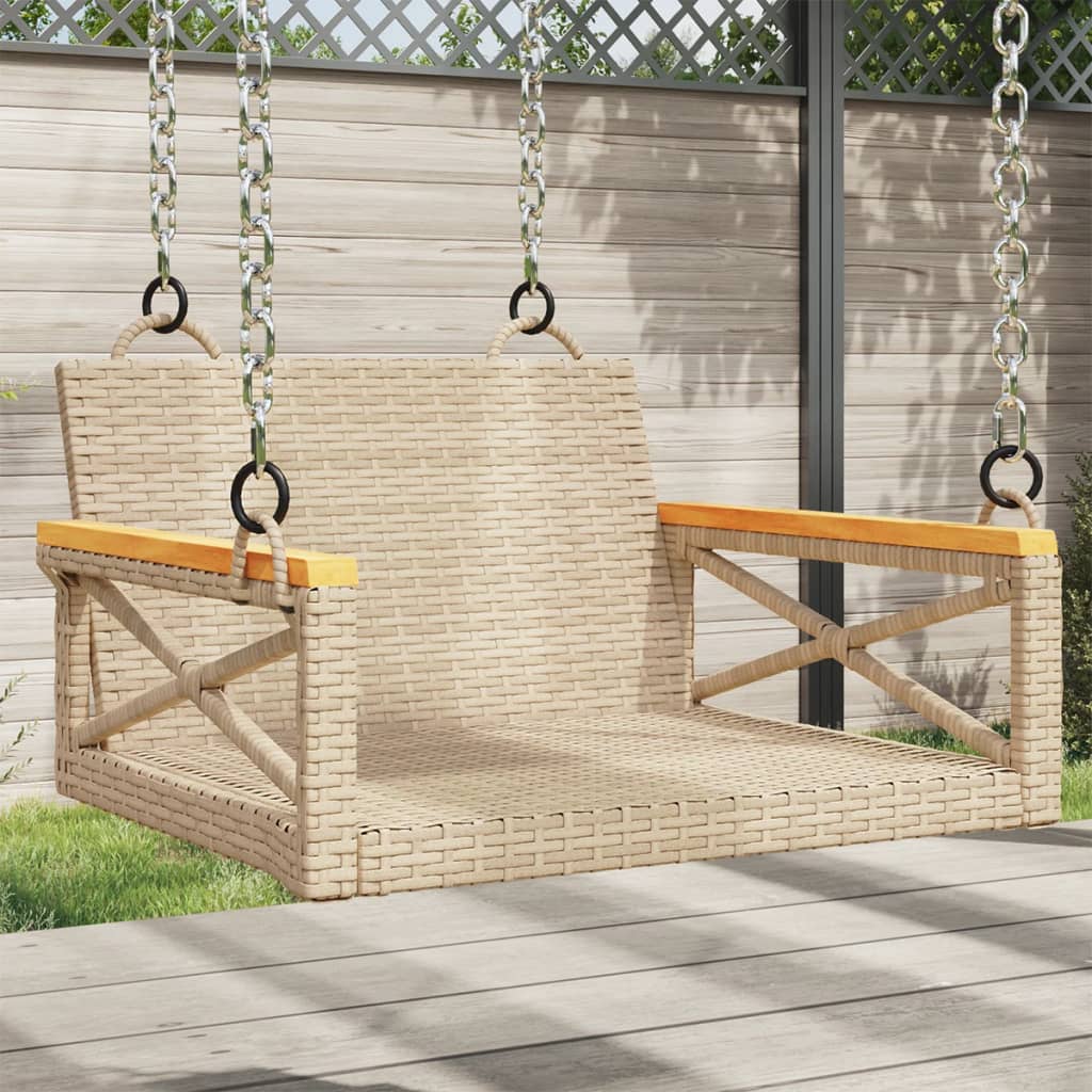 Swing Bench Beige 24.8"x24.4"x15.7" Poly Rattan