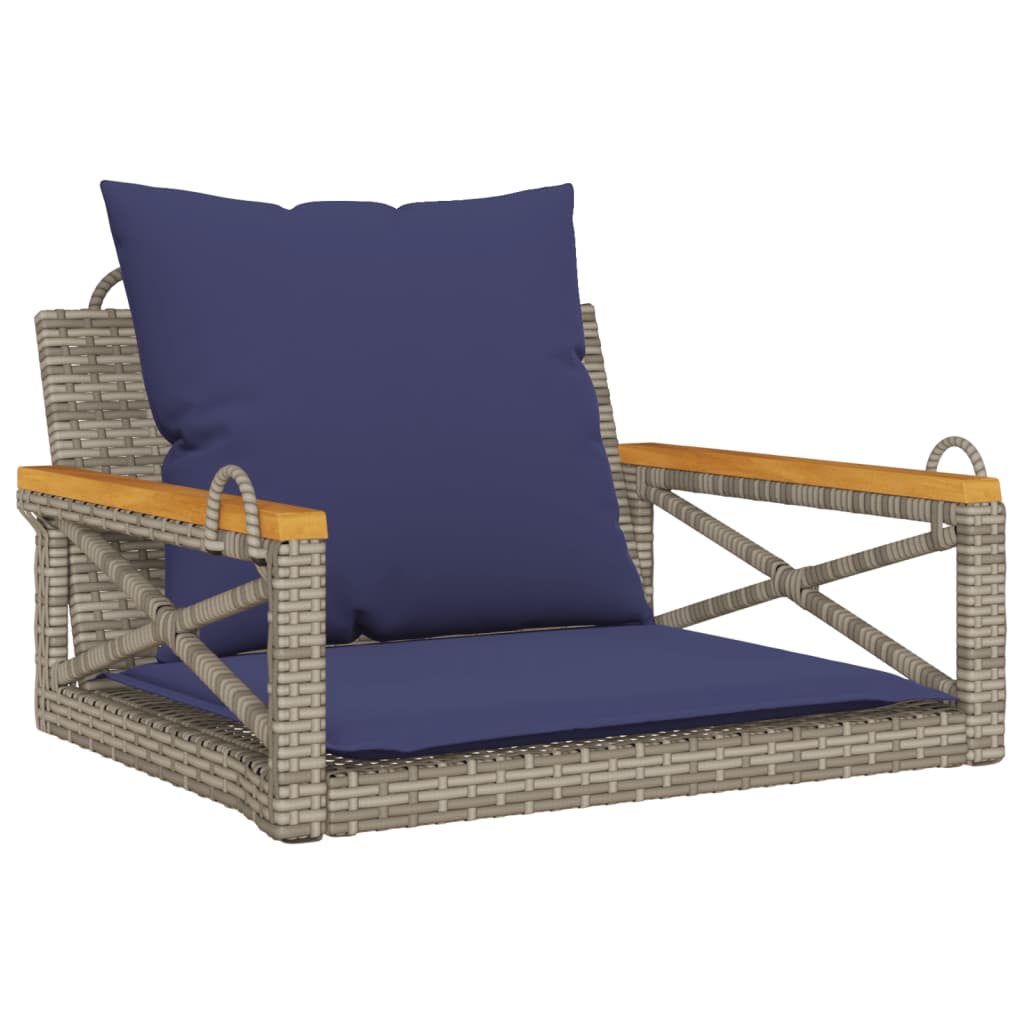 Swing Bench with Cushions Gray 24.8"x24.4"x15.7" Poly Rattan