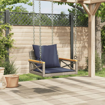 Swing Bench with Cushions Gray 24.8"x24.4"x15.7" Poly Rattan