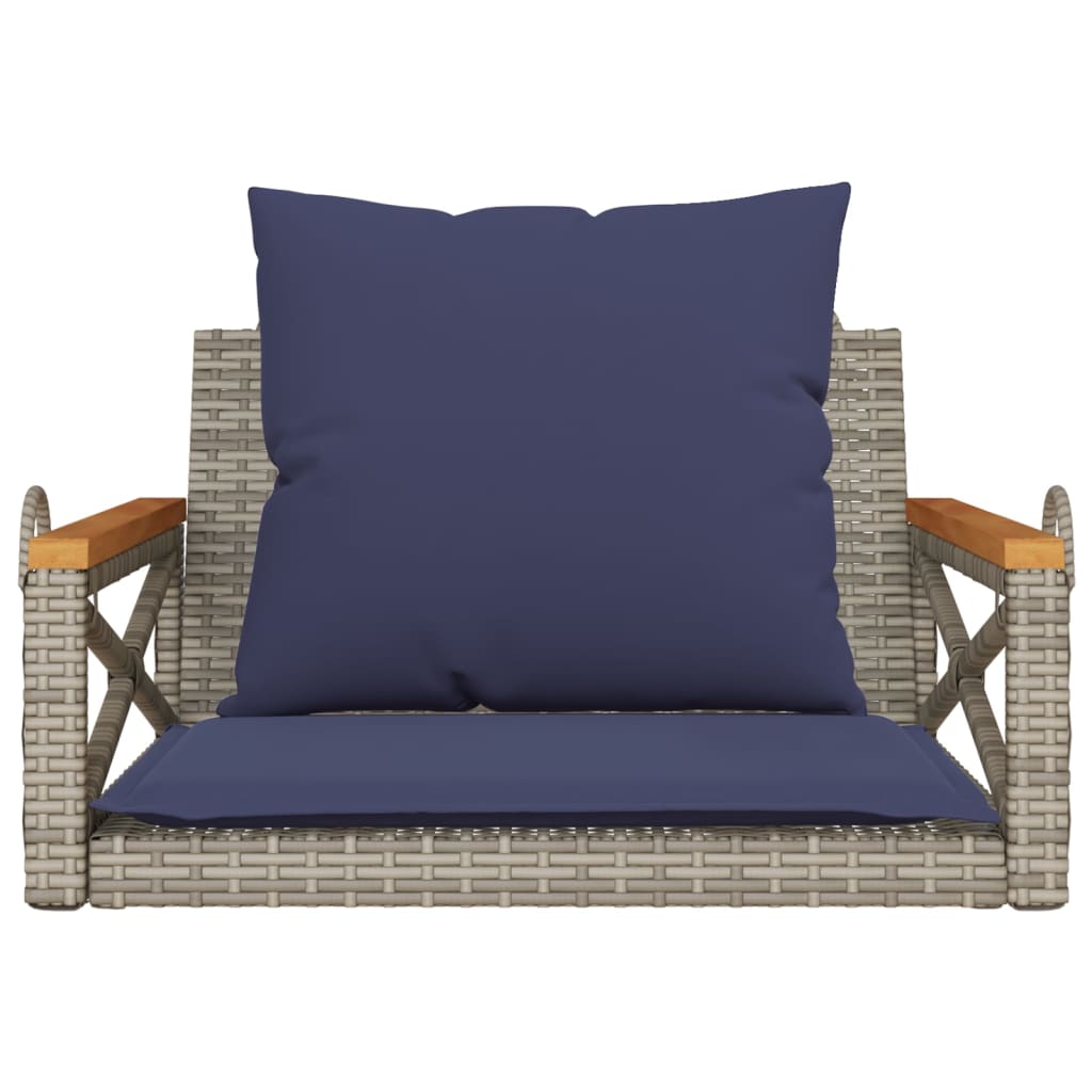 Swing Bench with Cushions Gray 24.8"x24.4"x15.7" Poly Rattan