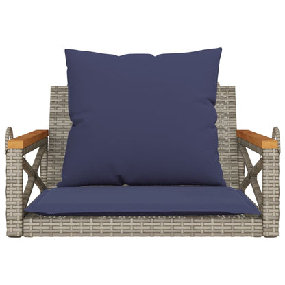 Swing Bench with Cushions Gray 24.8"x24.4"x15.7" Poly Rattan