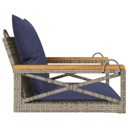 Swing Bench with Cushions Gray 24.8"x24.4"x15.7" Poly Rattan