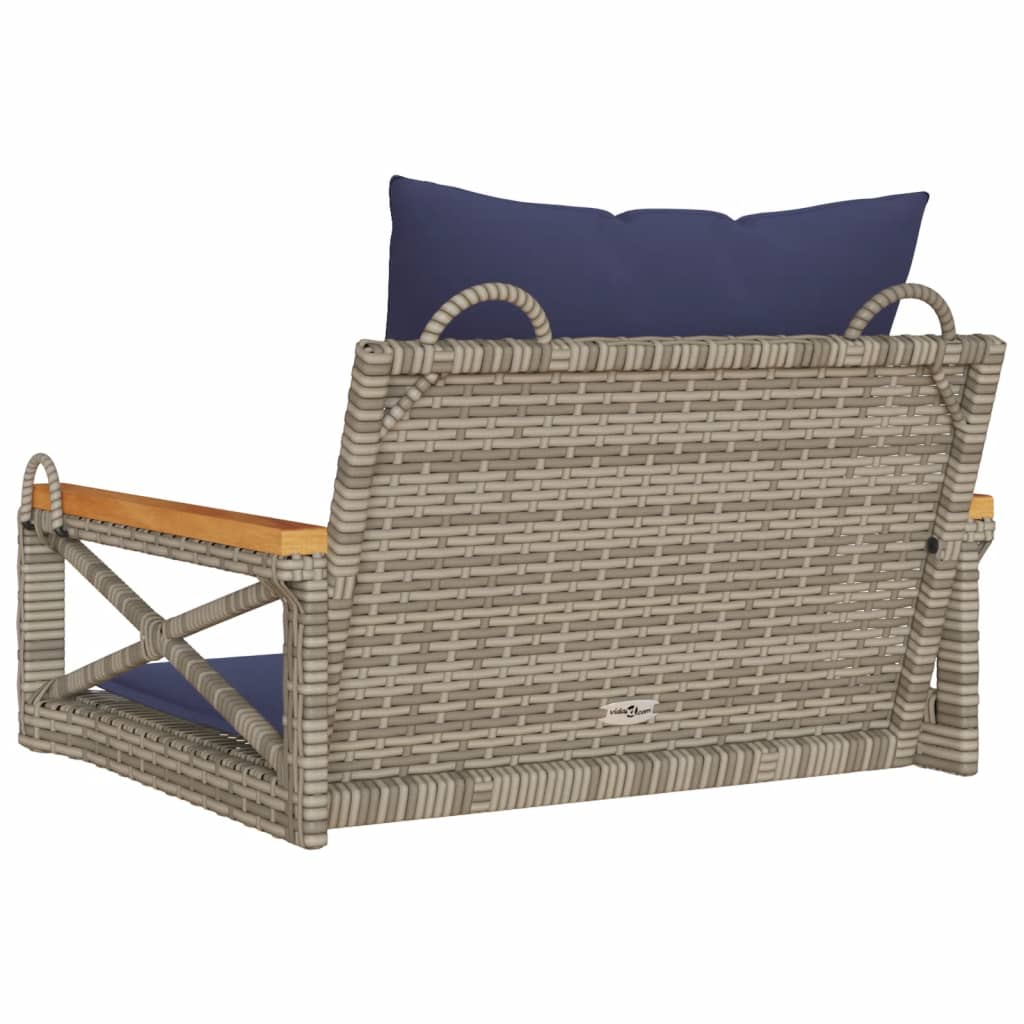 Swing Bench with Cushions Gray 24.8"x24.4"x15.7" Poly Rattan
