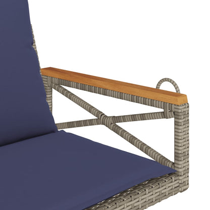Swing Bench with Cushions Gray 24.8"x24.4"x15.7" Poly Rattan