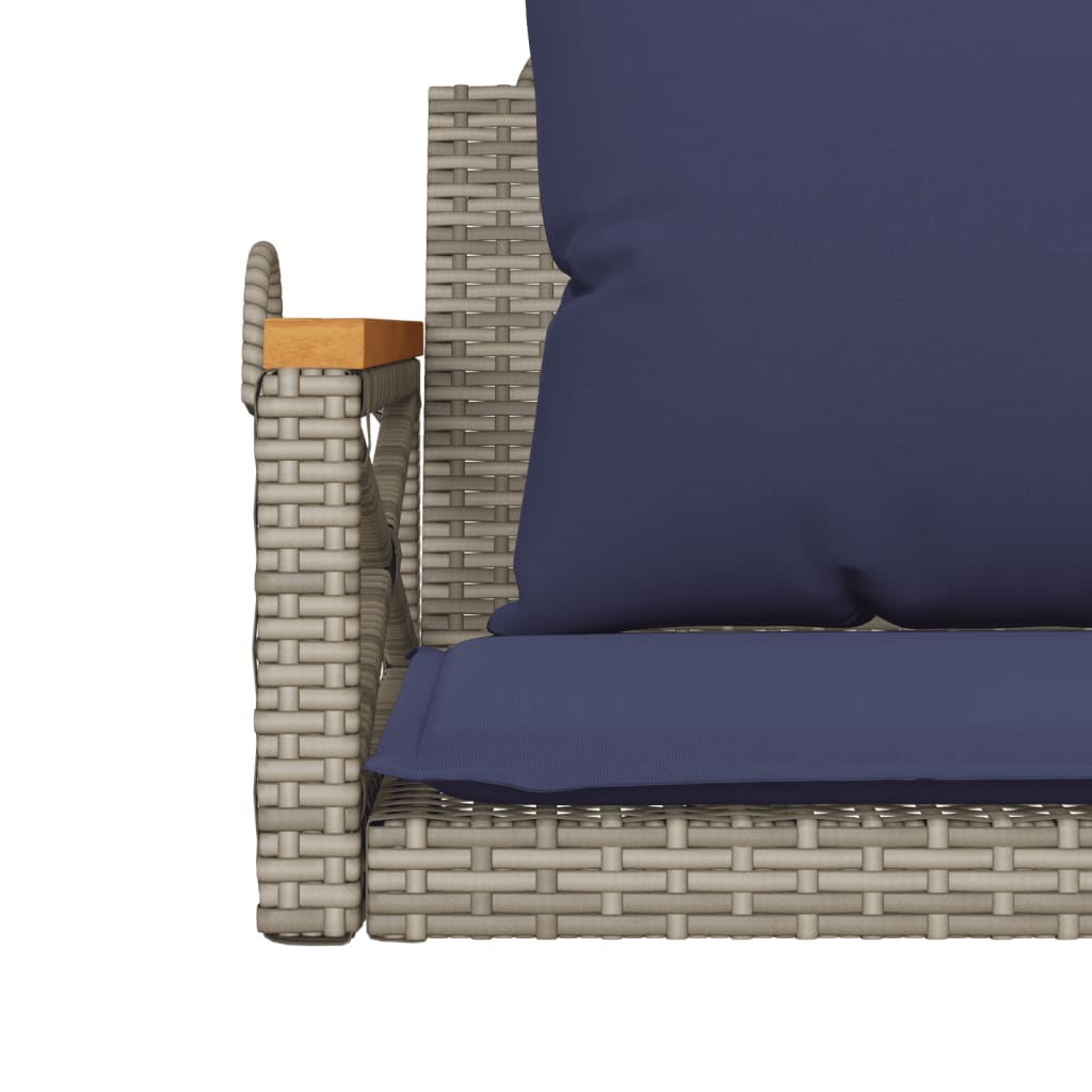 Swing Bench with Cushions Gray 24.8"x24.4"x15.7" Poly Rattan