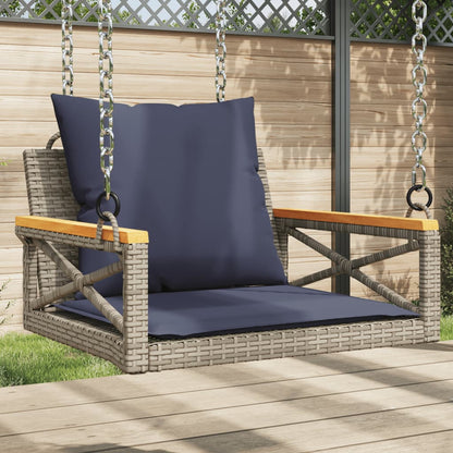 Swing Bench with Cushions Gray 24.8"x24.4"x15.7" Poly Rattan