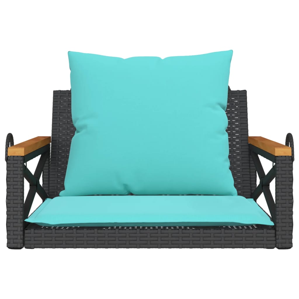 Swing Bench with Cushions Black 24.8"x24.4"x15.7" Poly Rattan