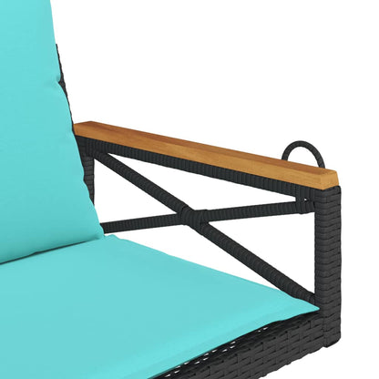 Swing Bench with Cushions Black 24.8"x24.4"x15.7" Poly Rattan