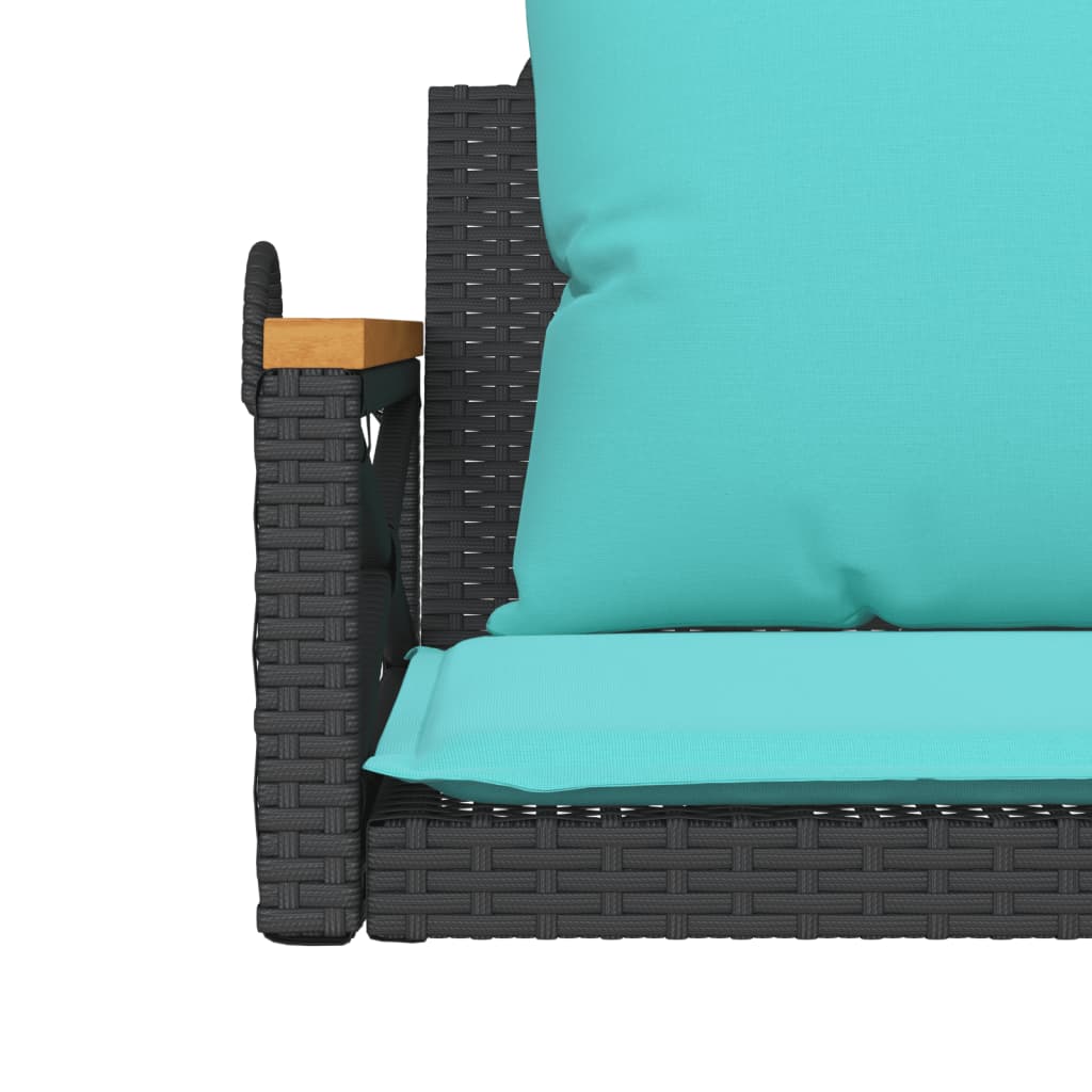 Swing Bench with Cushions Black 24.8"x24.4"x15.7" Poly Rattan