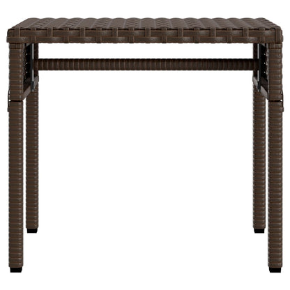 Sun Lounger with Canopy and Table Brown Poly Rattan