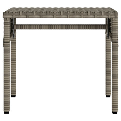 Sun Lounger with Canopy and Table Gray Poly Rattan