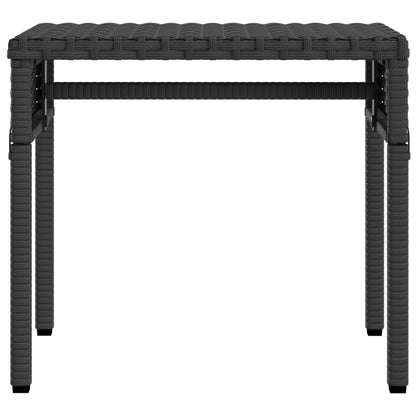 Sun Lounger with Canopy and Table Black Poly Rattan