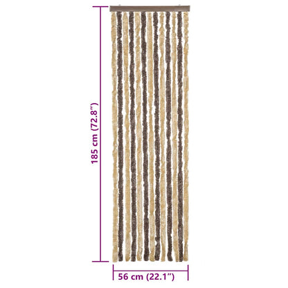 Fly Curtain Dark Brown and Beige 56x185 cm Chenille
