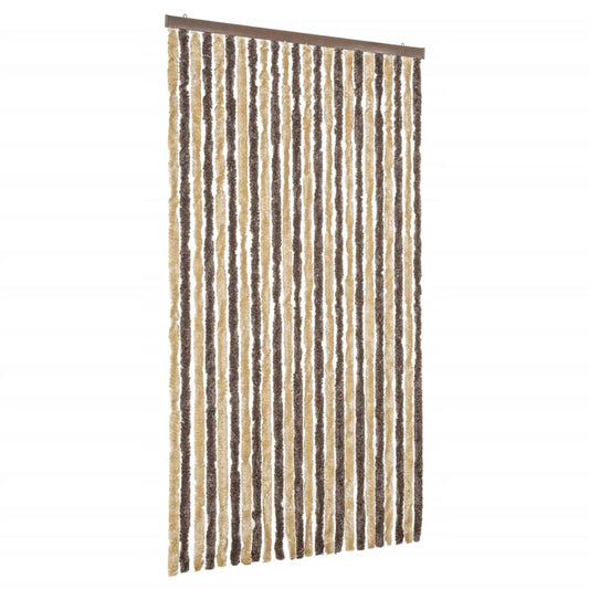 Fly Curtain Dark Brown and Beige 100x200 cm Chenille