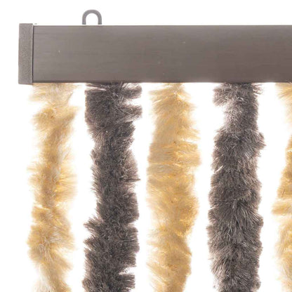Fly Curtain Dark Brown and Beige 100x220 cm Chenille