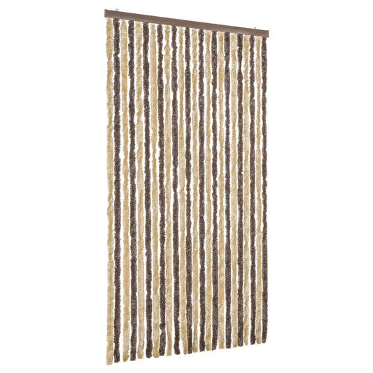 Fly Curtain Dark Brown and Beige 100x230 cm Chenille