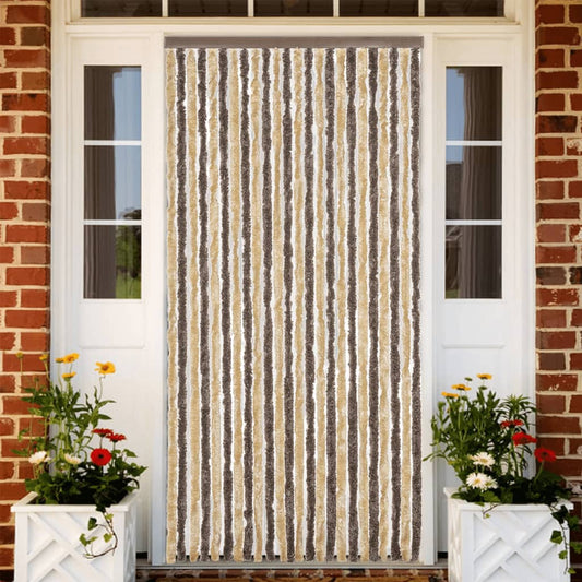 Fly Curtain Dark Brown and Beige 100x230 cm Chenille