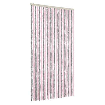 Fly Curtain Silver Grey and Pink 100x200 cm Chenille