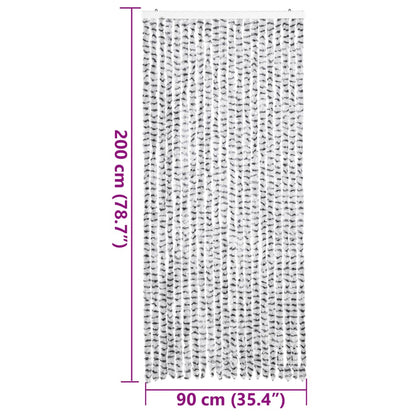 Fly Curtain Light Grey and Dark Grey 90x200 cm Chenille