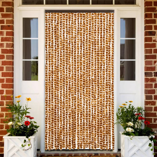 Fly Curtain Ochre and White 100x200 cm Chenille
