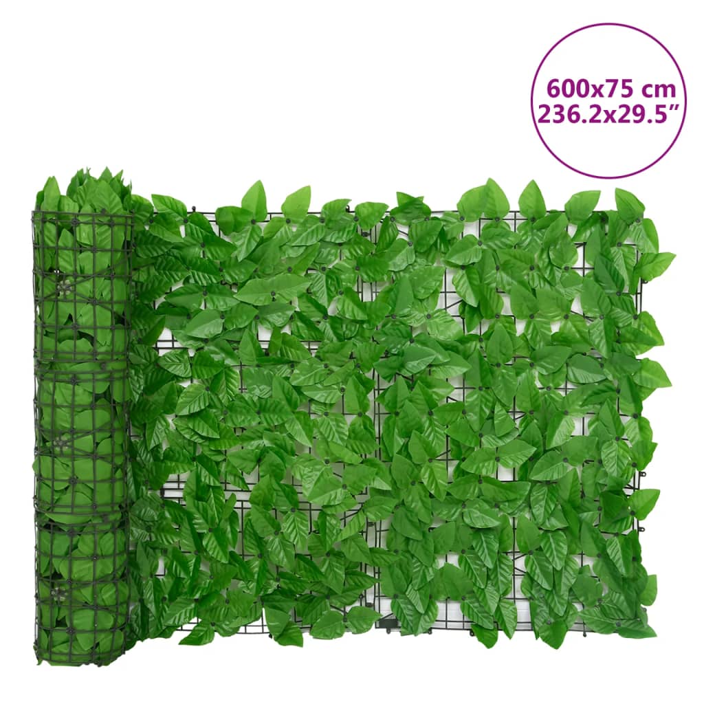 Balcony Privacy Screen with Green Leaves 236.2"x29.5