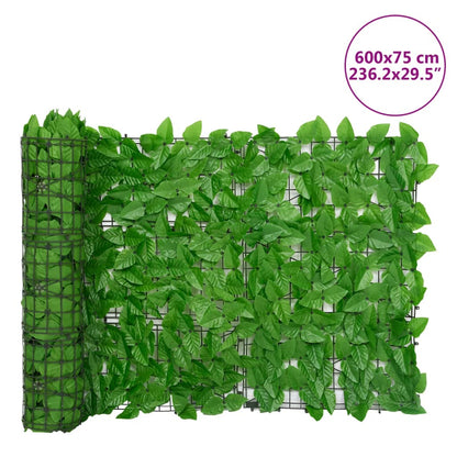 Balcony Privacy Screen with Green Leaves 236.2"x29.5