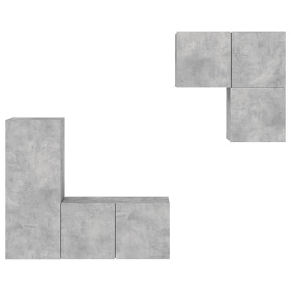 4 Piece TV Wall Units Concrete Grey Engineered Wood