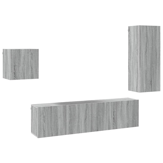 4 Piece TV Wall Units Grey Sonoma Engineered Wood