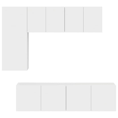 5 Piece TV Wall Units White Engineered Wood
