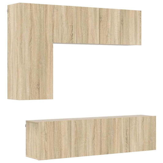 TV Wall Unit | Sonoma Oak | Engineered Wood | Large | TV Wall Unit