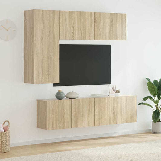 TV Wall Unit | Sonoma Oak | Engineered Wood | Large | TV Wall Unit