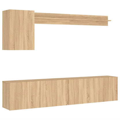 5 Piece TV Wall Units Sonoma Oak Engineered Wood