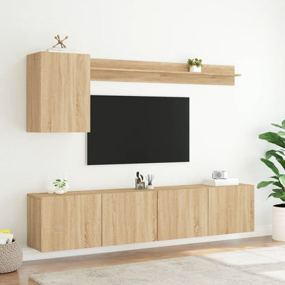5 Piece TV Wall Units Sonoma Oak Engineered Wood