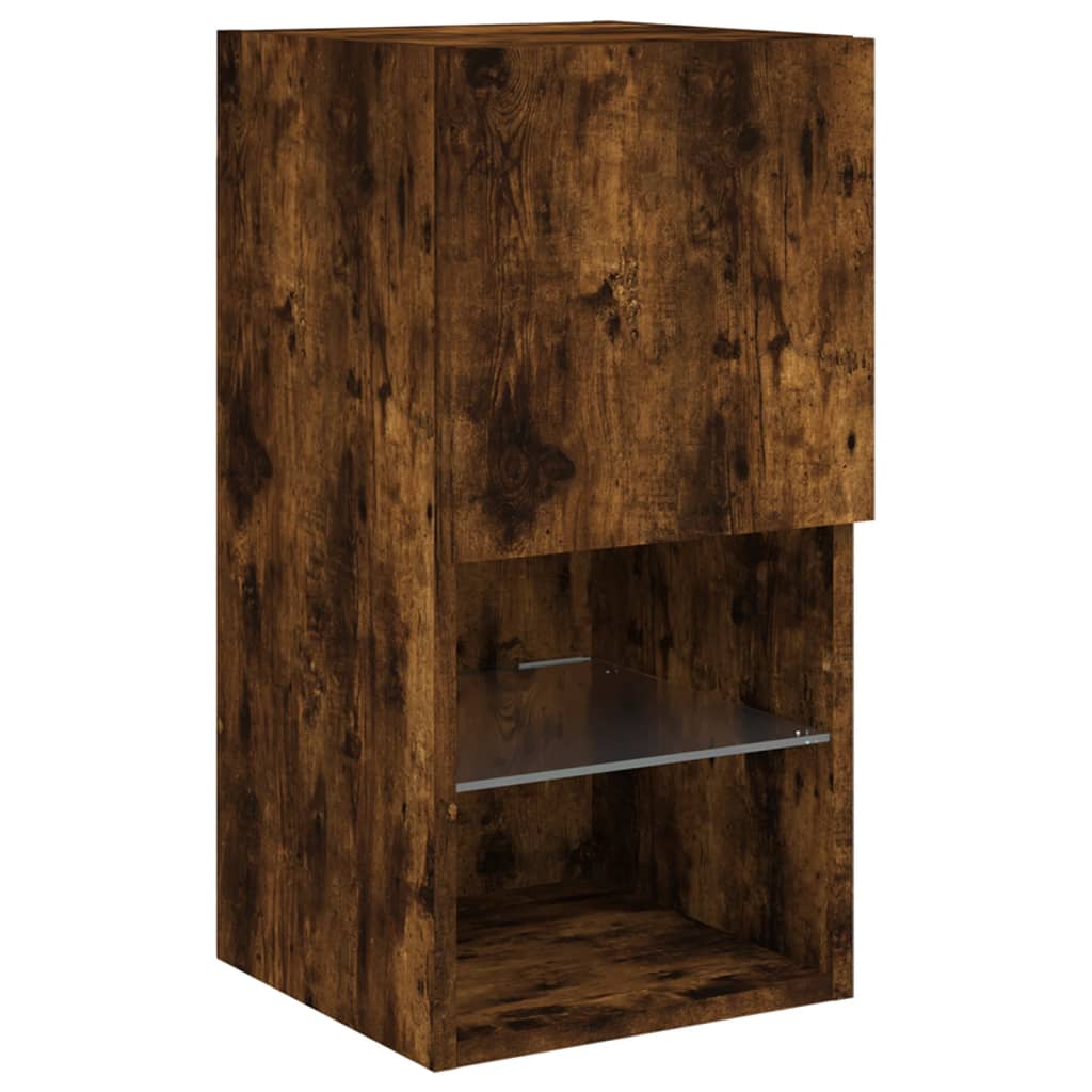 8 Piece TV Wall Units with LED Smoked Oak Engineered Wood