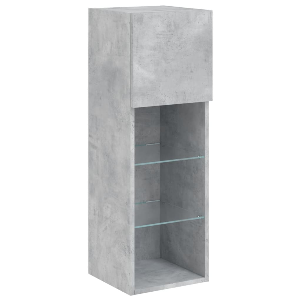 5 Piece TV Wall Units with LED Concrete Grey Engineered Wood