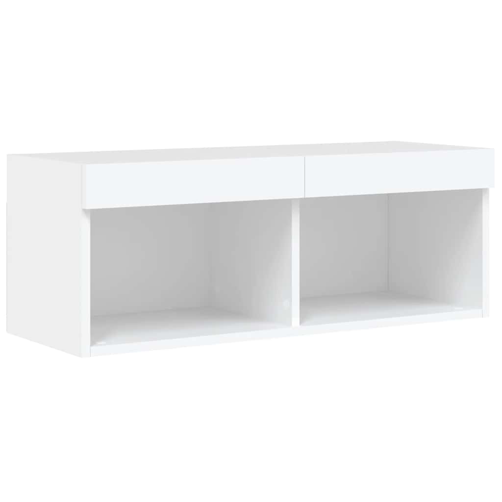 4 Piece TV Wall Units with LED White Engineered Wood