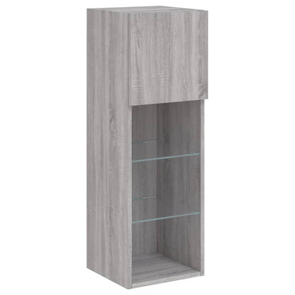 4 Piece TV Wall Units with LED Grey Sonoma Engineered Wood