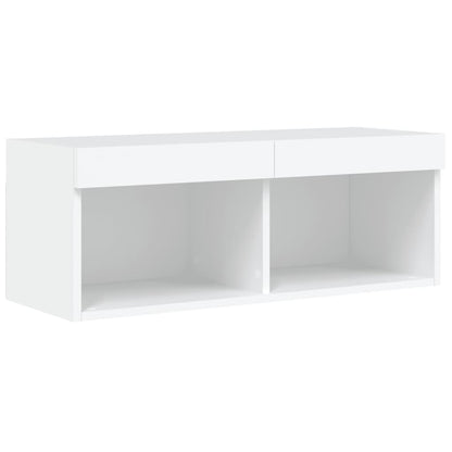 4 Piece TV Wall Units with LED White Engineered Wood