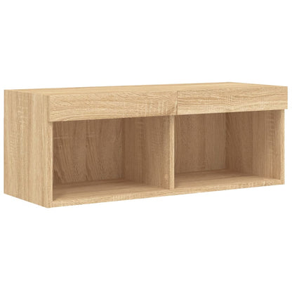 4 Piece TV Wall Units with LED Sonoma Oak Engineered Wood