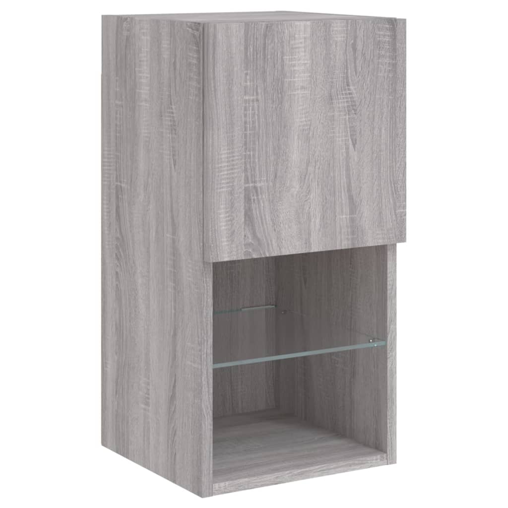 4 Piece TV Wall Units with LED Grey Sonoma Engineered Wood