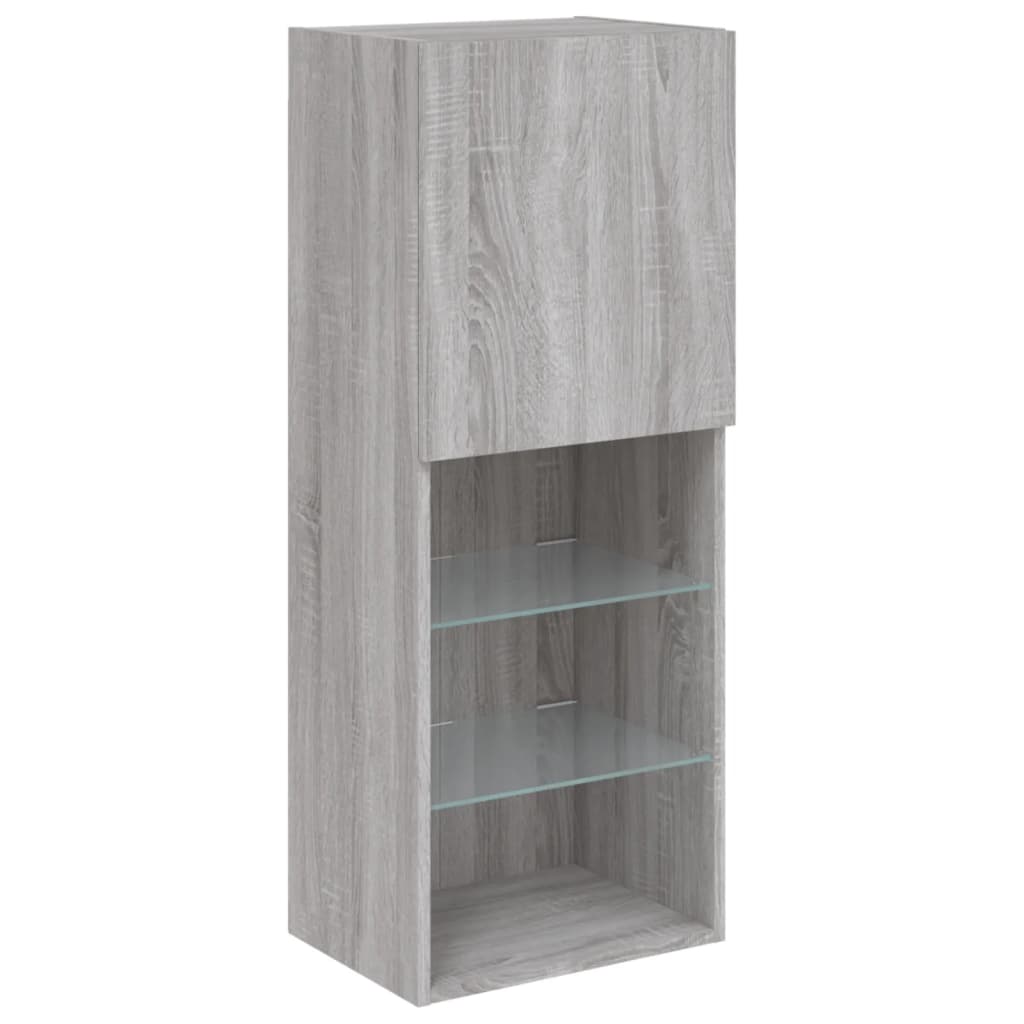 4 Piece TV Wall Units with LED Grey Sonoma Engineered Wood