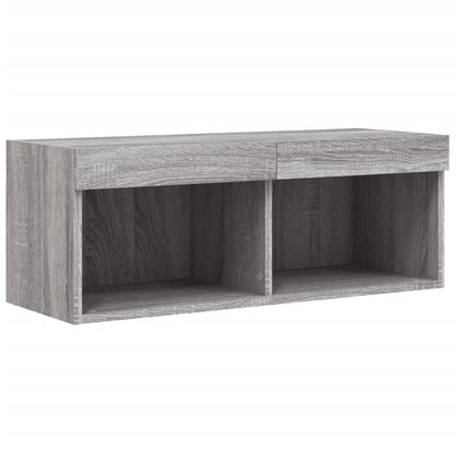 4 Piece TV Wall Units with LED Grey Sonoma Engineered Wood
