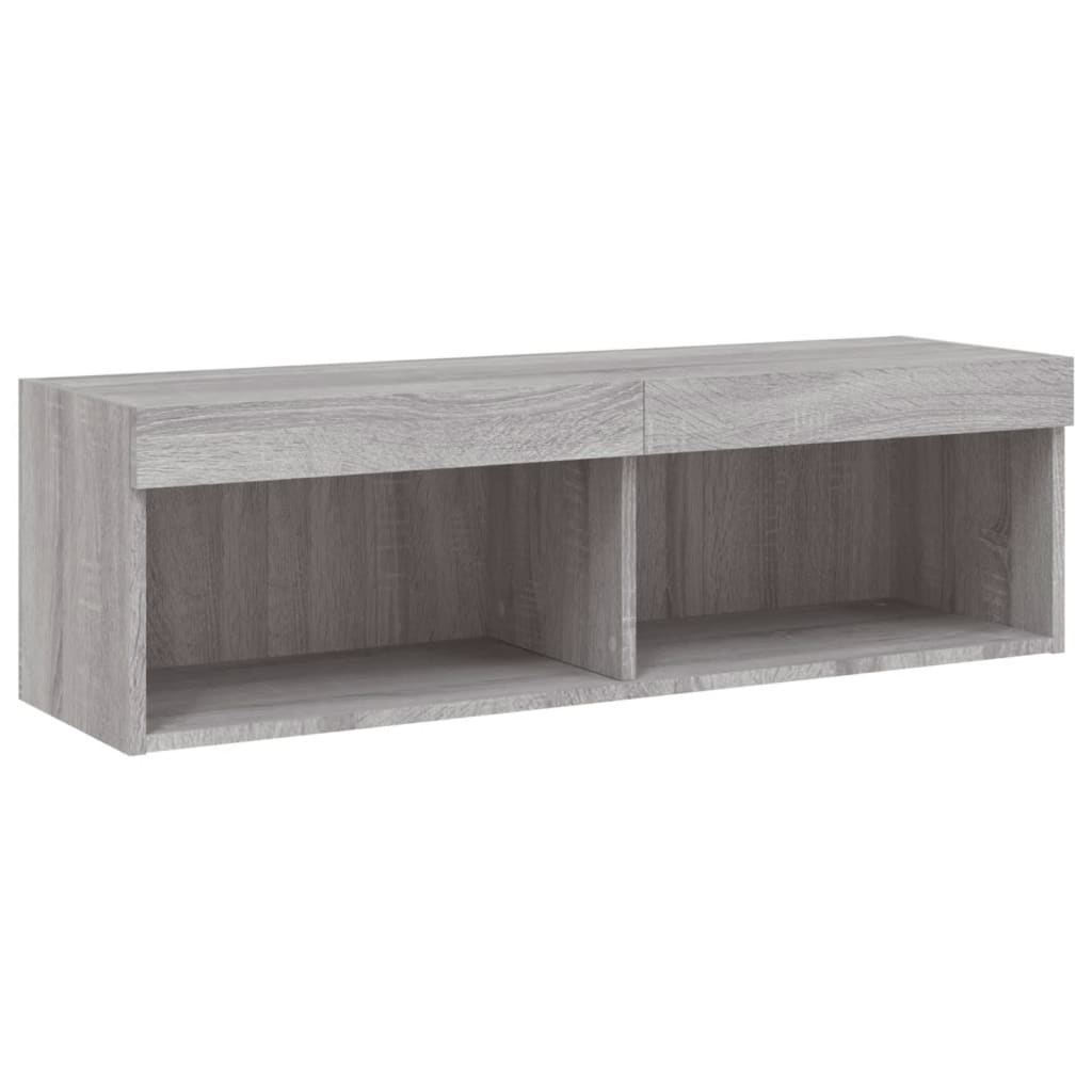 5 Piece TV Wall Units with LED Grey Sonoma Engineered Wood